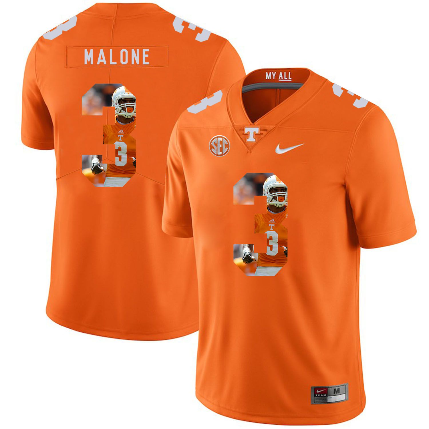 Men Tennessee Volunteers #3 Malone Orange Fashion Edition Customized NCAA Jerseys->customized ncaa jersey->Custom Jersey